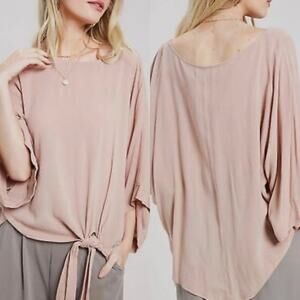 Wishlist Apparel Blush Pink Sleeve Tie Front Top